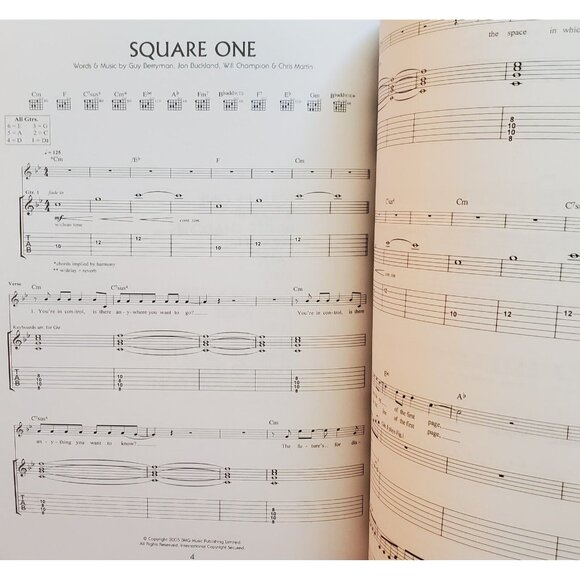 ColdPlay X&Y Piano Vocal Guitar Tab Sheet Music Book s5 - Picture 3 of 6